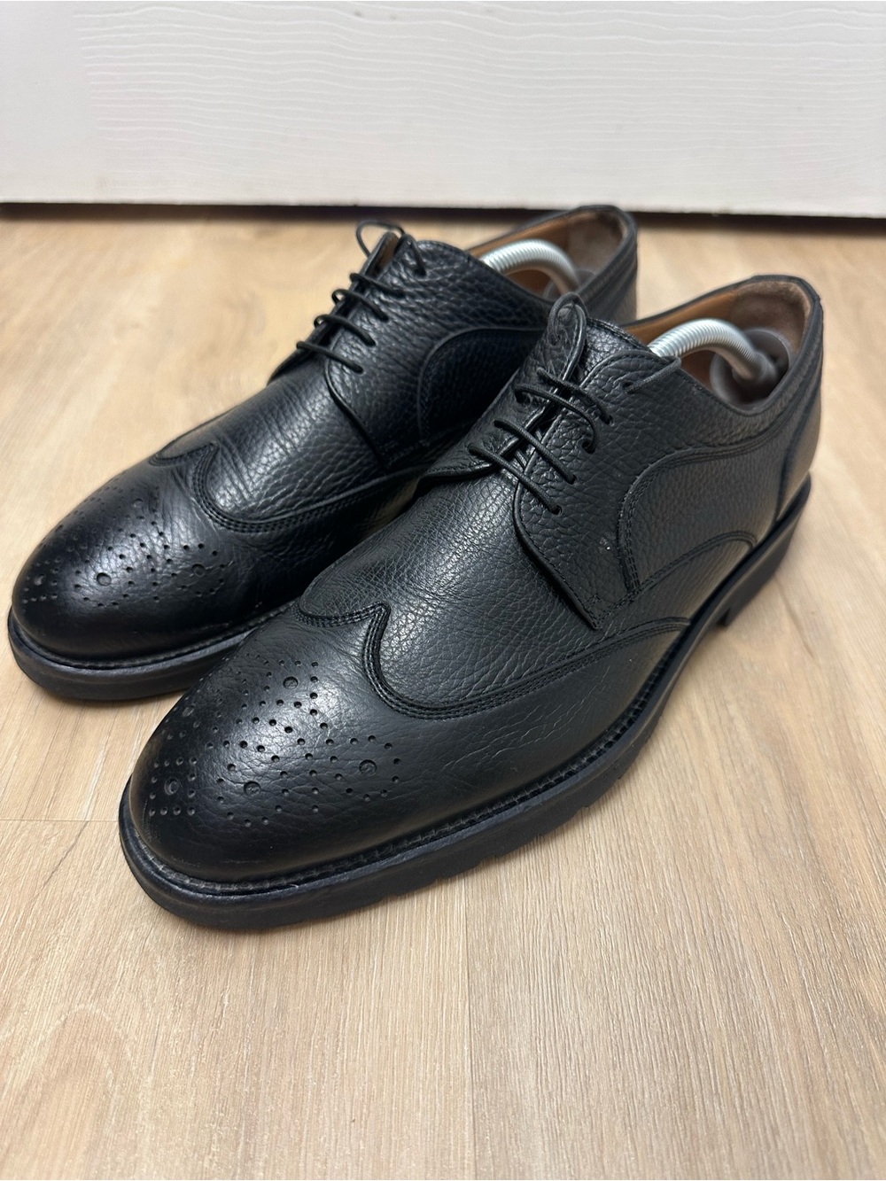 BOSS by HUGO BOSS Eden Wingtip Black Derby Lug Men's US 8.5 GREAT $348 NEW